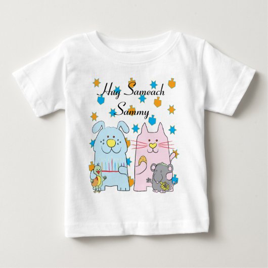 Hanukkah Tee Shirt Kinder personalize "Hug Sameach (Voorkant)