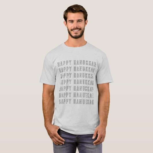Hanukkah-tekstontwerp in zwart-wit t-shirt (Voorkant volledig)