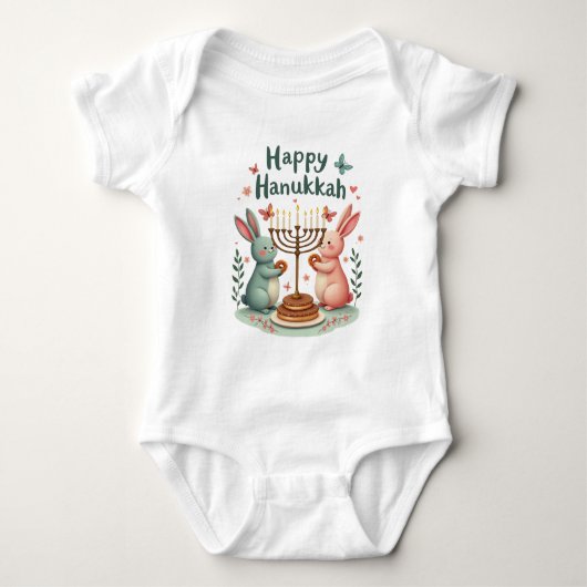 Hanukkah Tiny Mensch, Big Light Romper (Voorkant)