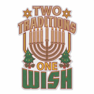 Hanukkah Two Traditions One Wish Christmukkah Sticker