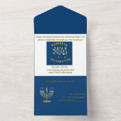Hanukkah uitnodiging donkerblauw voor speciale dag (Binnen)