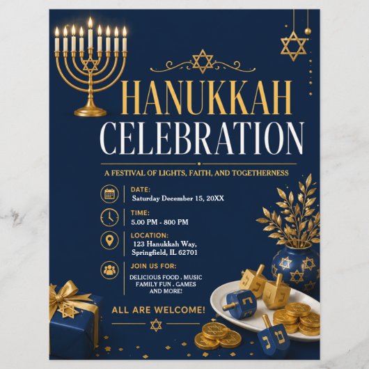 Hanukkah-viering Flyer (Voorkant)
