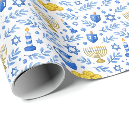 🕎Hanukkah-vieringpictogrammen Cadeaupapier (Rol Hoek)