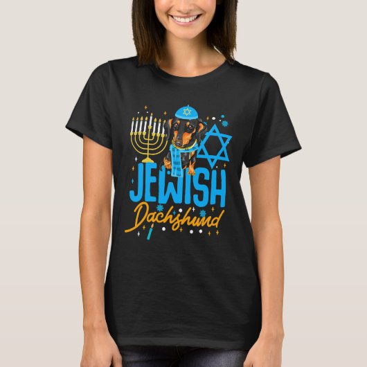 Hanukkah Weiner Jewish Dachshund Dog T-shirt (Voorkant)