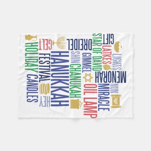 Hanukkah Words Holiday Fleece Blanket (Voorkant (Horizontaal))