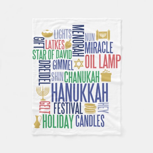 Hanukkah Words Holiday Fleece Blanket Deken (Voorkant)
