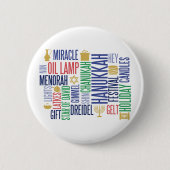 Hanukkah Words Holiday Round Button (Voorkant)