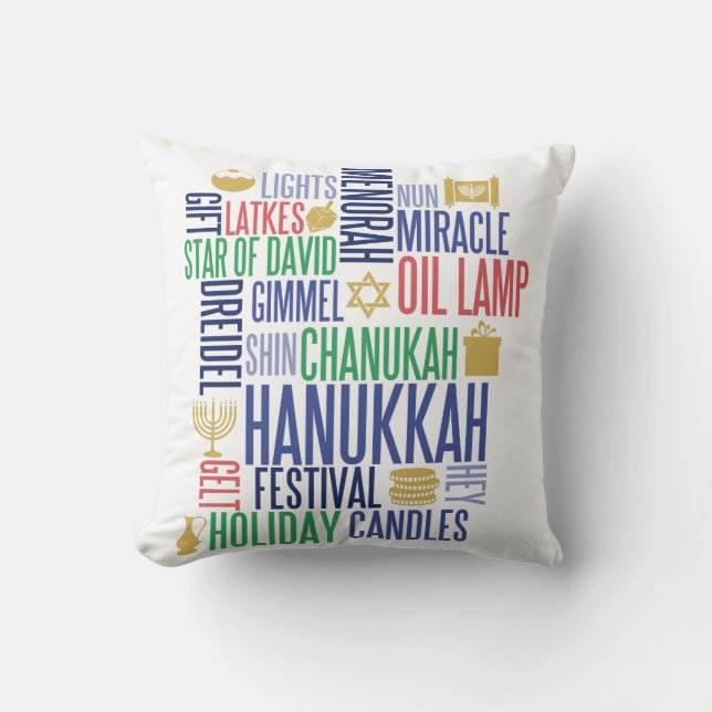 Hanukkah Words Holiday Sierkussen (Voorkant)