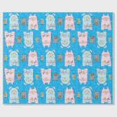 Hanukkah Wrapping Paper "Dog Cat Bird Mouse" Cadeaupapier (Vlak)