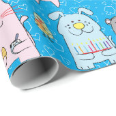 Hanukkah Wrapping Paper "Dog Cat Bird Mouse" Cadeaupapier (Rol Hoek)