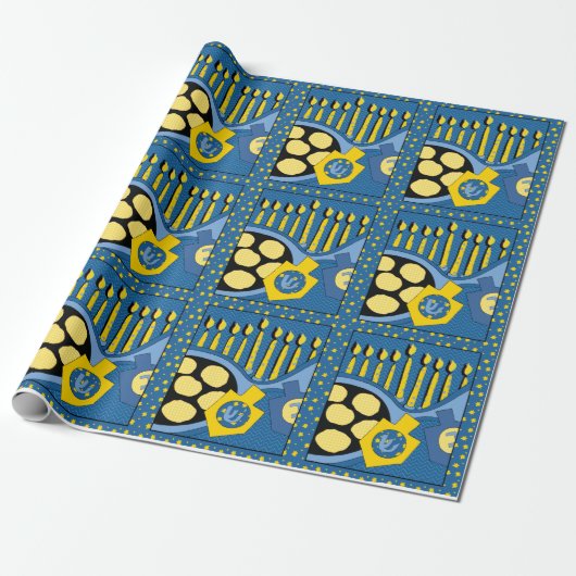 Hanukkah Wrapping Paper "Frying Latkes" Cadeaupapier (Uitgerold)