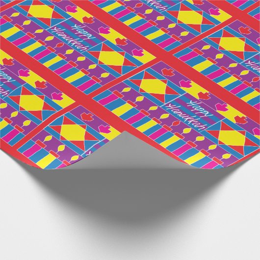 Hanukkah Wrapping Paper "Happy Hanukkah" Cadeaupapier (Hoek)