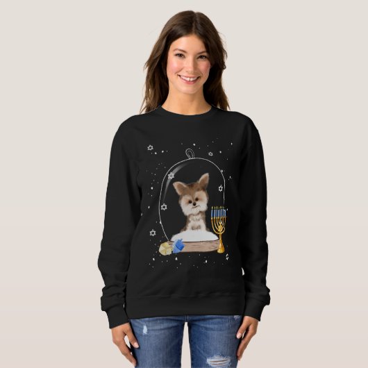 Hanukkah Yorki Dog Snow Globe Pajama Trui (Voorkant volledig)