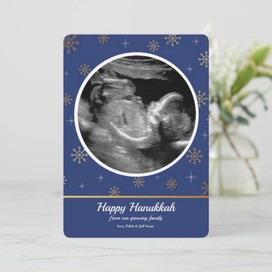 Hanukkah zwangerschap ultrasone aankondiging (Staand voorkant)