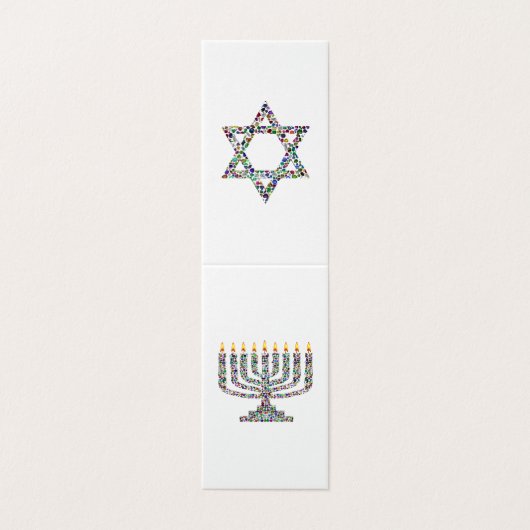 Hanukkiah avec Gemstones longish Hanoukka Card (Outside Unfolded)