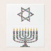 Hanukkiah fait avec Gemstones Folk Card (Outside Unfolded)