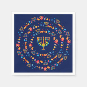 Hanukkiah Gelukkig Hanukkah Joods dreidel Menorah Servet