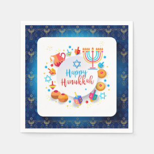 Hanukkiah Gelukkig Hanukkah Joods Feest Menorah Servet