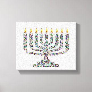 Hanukkiah gemaakt met edelstenen op canvasprint canvas afdruk
