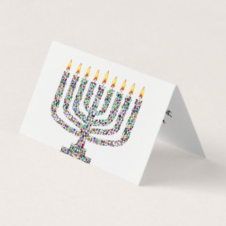 Hanukkiah gemaakt met Gemstenen Folded Card Kaart
