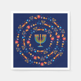 Hanukkiah Happy Hanukkah Jewish dreidel Menorah Servet