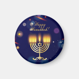 Hanukkiah Happy Hanukkah Jewish Gold Menorah Magneet