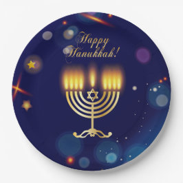 Hanukkiah Happy Hanukkah Jewish Gold Menorah Papieren Bordje