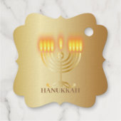 Hanukkiah Happy Hanukkah Jewish Holiday Menorah Bedankjes Labels (Achterkant)