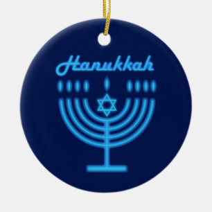 Hanukkiah Happy Hanukkah Jewish Holiday Menorah Keramisch Ornament