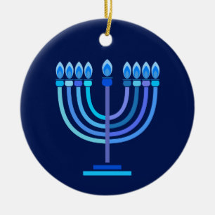 Hanukkiah Happy Hanukkah Jewish Holiday Menorah Keramisch Ornament