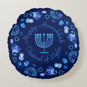 Hanukkiah Happy Hanukkah Jewish Holiday Menorah Rond Kussen