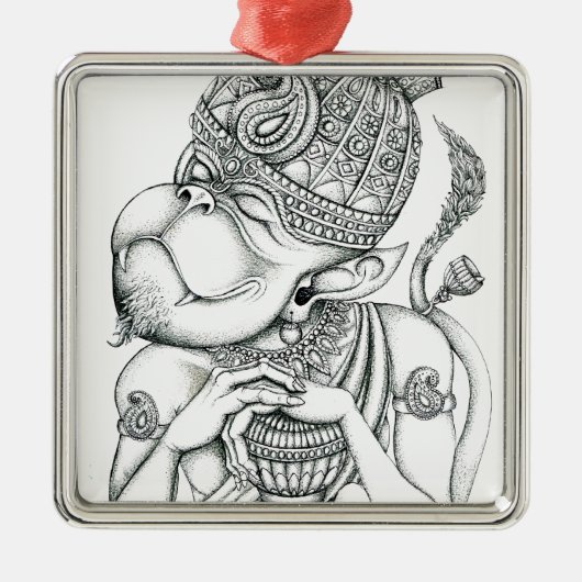 Hanuman, aap God Metalen Ornament (Voorkant)