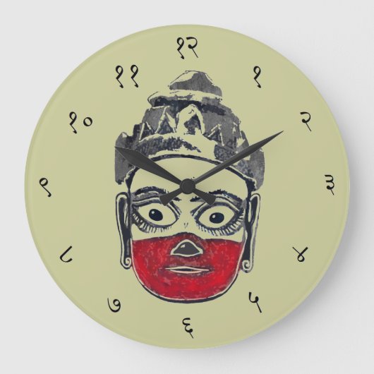 Hanuman Sanskrit Wall Clock Grote Klok (Voorkant)