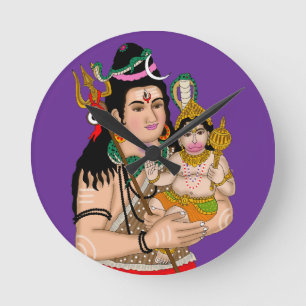 Hanuman & Shiva Wandklok Ronde Klok