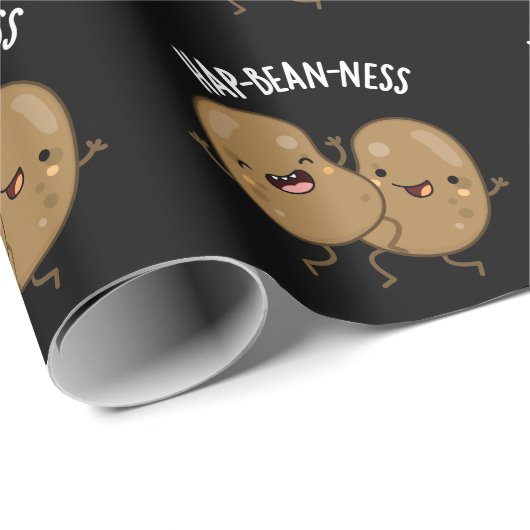 Hap-bean-ness Funny Bean Pun Dark BG Cadeaupapier (Rol Hoek)