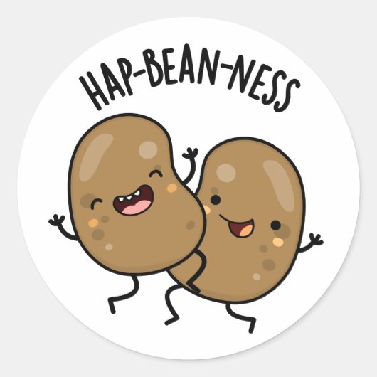 Hap-bean-ness Funny Bean Pun Ronde Sticker (Voorkant)