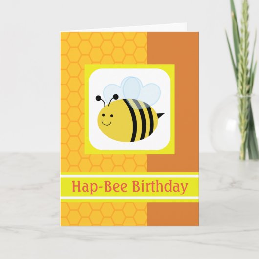 Hap-Bee Birthday Bumblebee Honeycomb Kaart (Voorkant)