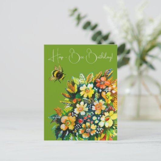 Hap - Bee Verjaardag Briefkaart (Staand voorkant)