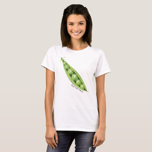 Hap-erwtenheid Groene zoete erwten in een peul T-shirt (Voorkant volledig)