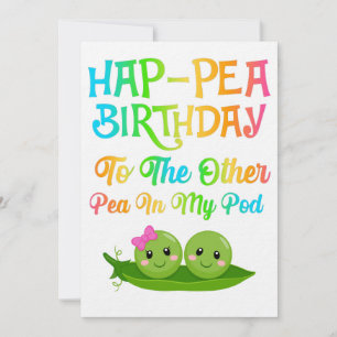 Hap-pea Birthday naar andere erwt in mijn peul Save The Date