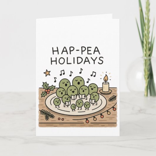Hap-pea Holidays! Funny Christmas Card Feestdagen Kaart (Voorkant)