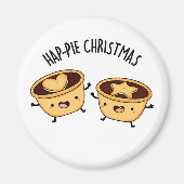 Hap-pie Kerstmis Grappige Kersttaart Pun Magneet (Voorkant)