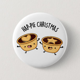 Hap-pie Kerstmis Grappige Kersttaart Pun Ronde Button 5,7 Cm