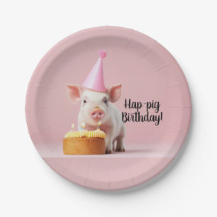 Hap-pig Verjaardag! Papieren Bordje