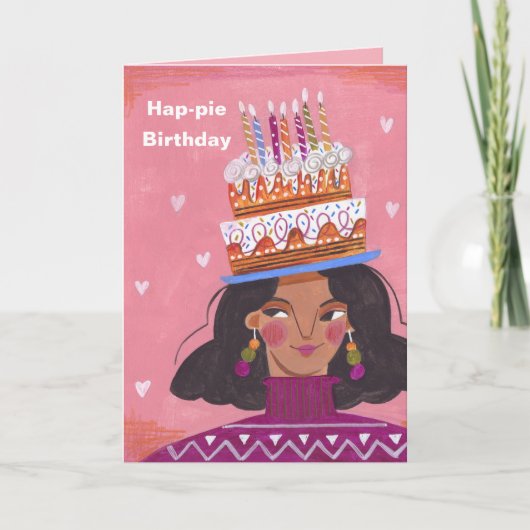 Hap - Taart Vrouw Verjaardag Wenskaart Bedankkaart (Voorkant)