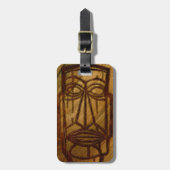 Hapalua Tiki Hawaiian Faux Koa Wood Bagagelabels (Voorkant verticaal)
