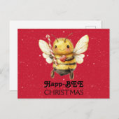 Happ-BEE Christmas  Bee Briefkaart (Voorkant / Achterkant)
