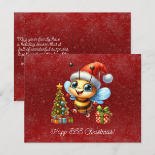 Happ-BEE Kerstmis Bij Geschenken Boom Briefkaart