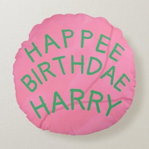 Happee Birthdae Cake Pouf Coussin