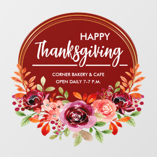 Happelijk Thanksgiving Bloemengrans Krans Raam Sti Raamsticker